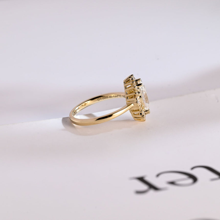 1.0 CT Marquise Cut halo Moissanite Engagement Ring