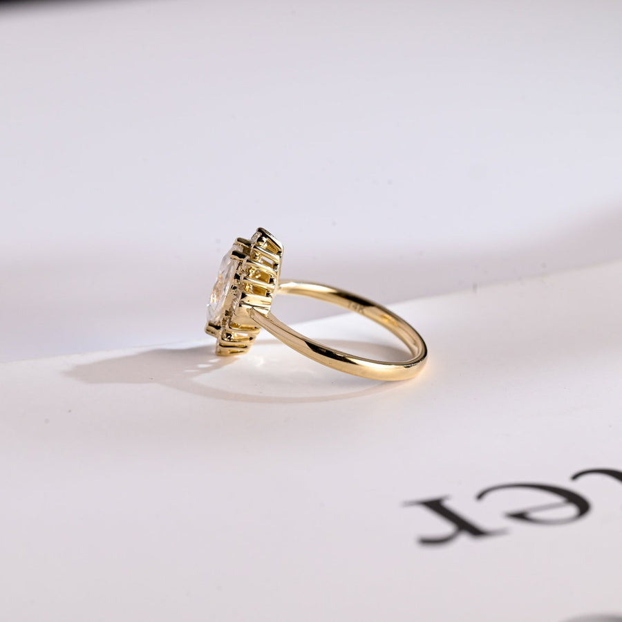 1.0 CT Marquise Cut halo Moissanite Engagement Ring