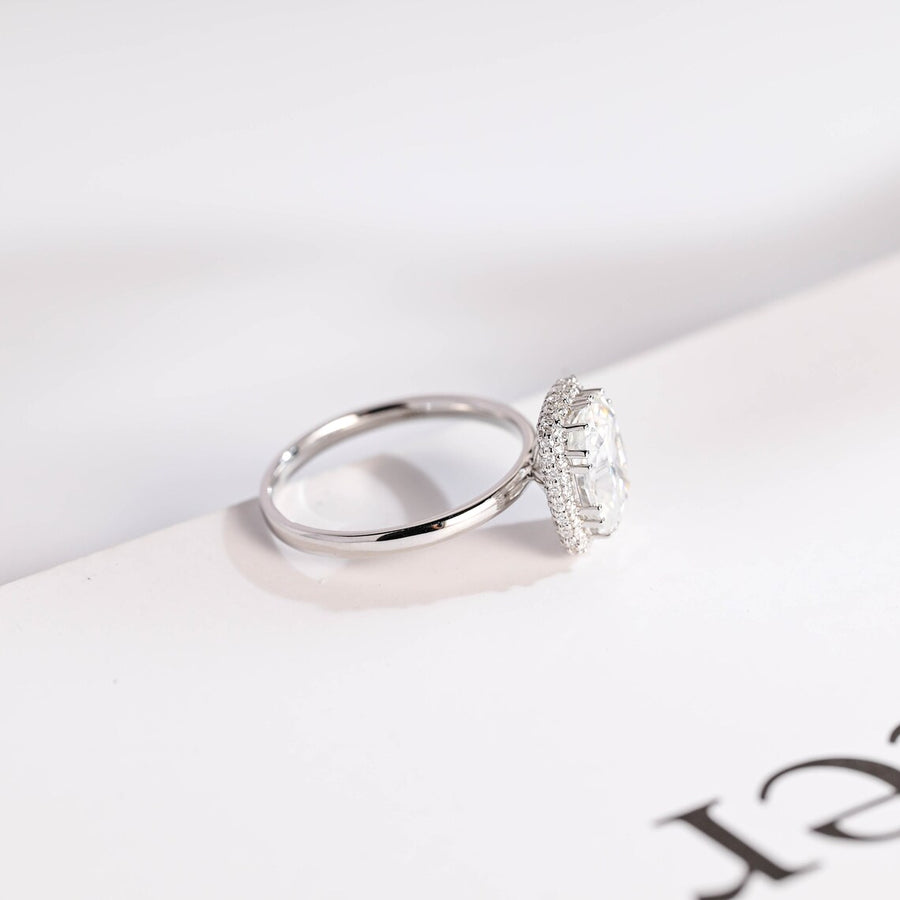 3.0 CT Cushion Cut halo Moissanite Engagement Ring
