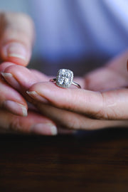 3.0 CT Cushion Cut halo Moissanite Engagement Ring