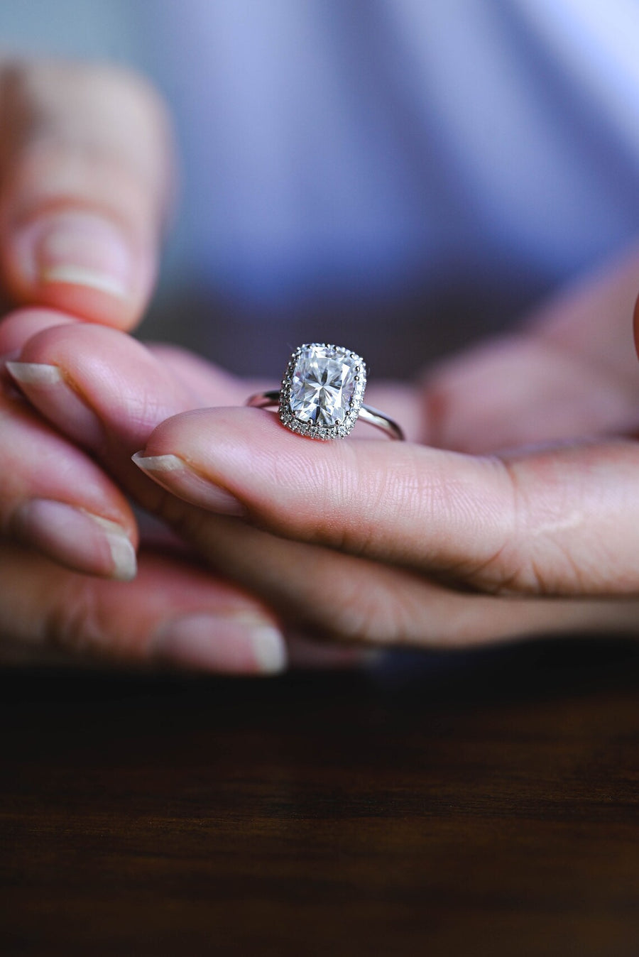 3.0 CT Cushion Cut halo Moissanite Engagement Ring