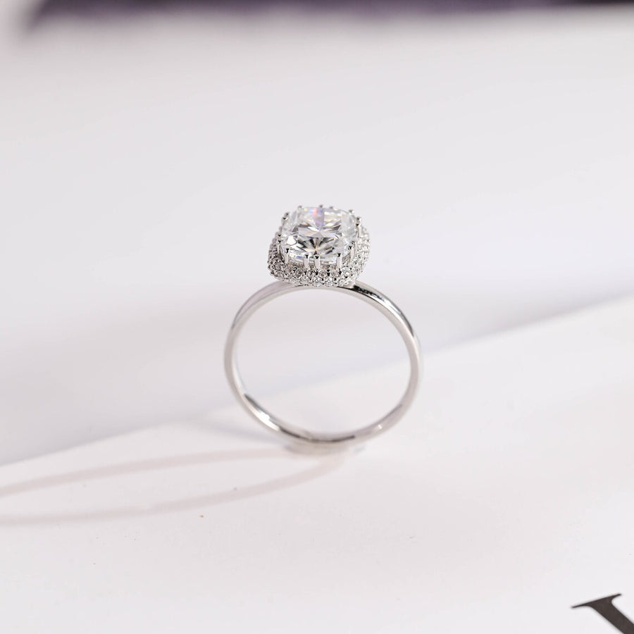 3.0 CT Cushion Cut halo Moissanite Engagement Ring