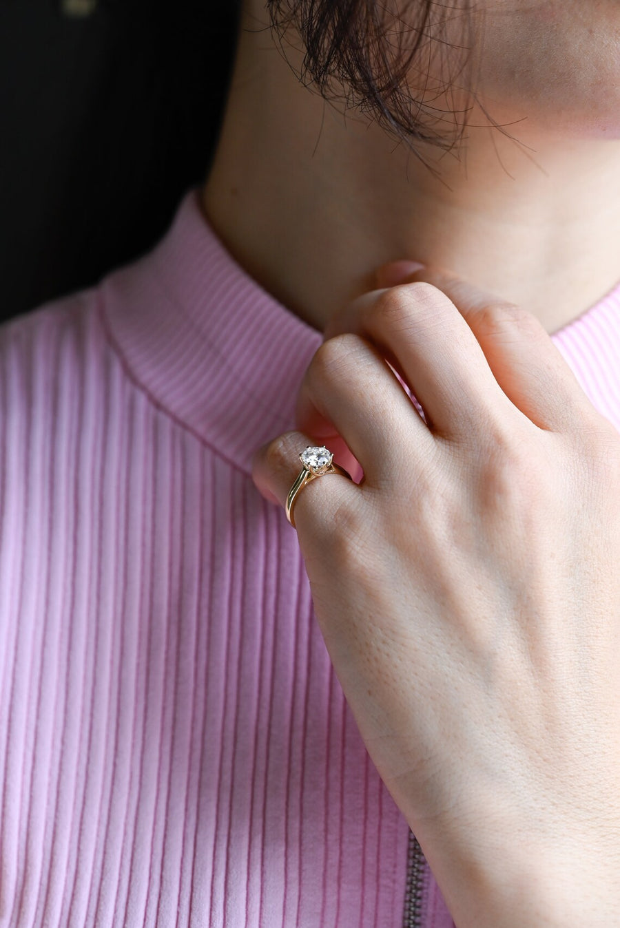 1.0 CT Round Cut solitaire Moissanite Engagement Ring