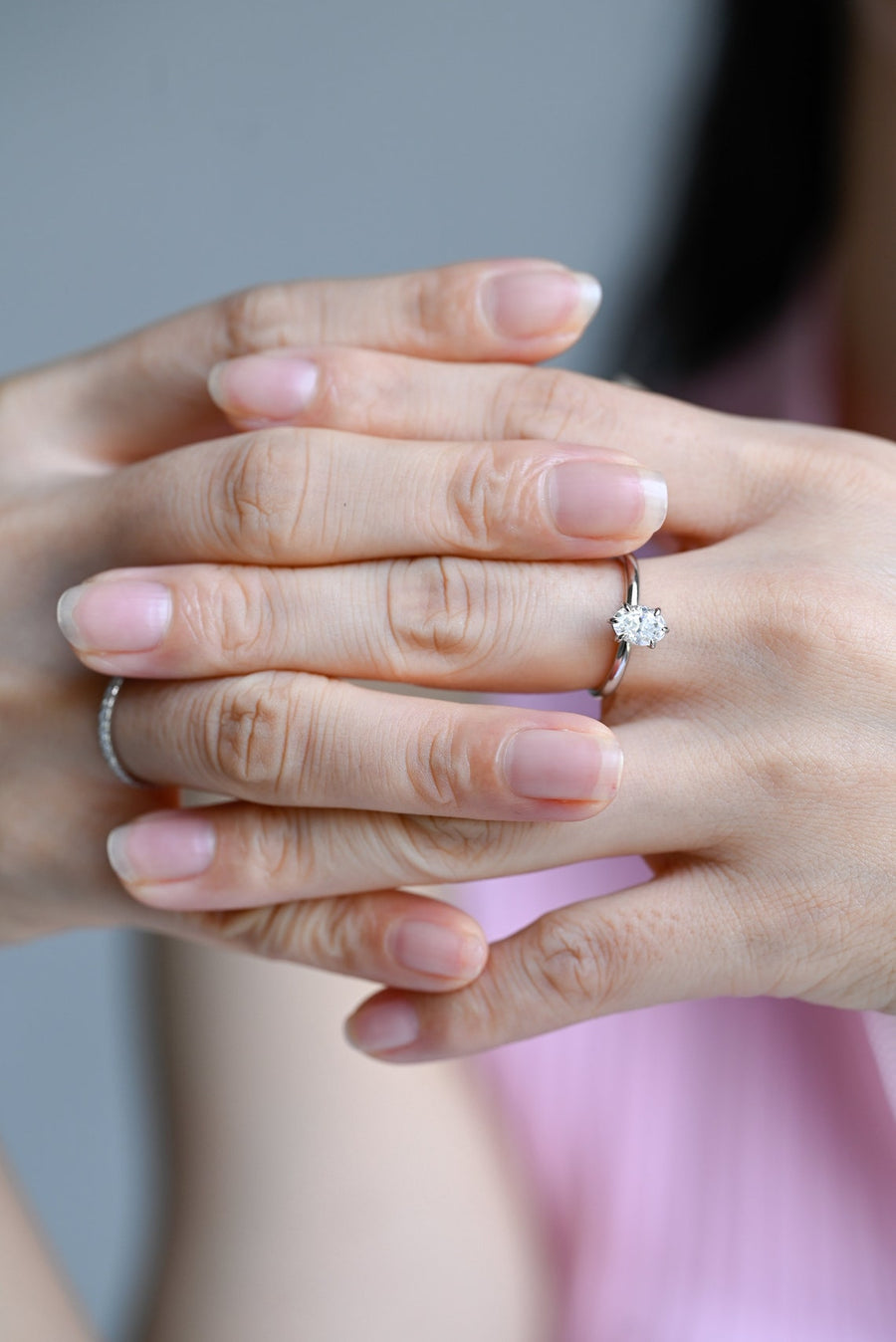 1.0 CT Oval Cut solitaire Moissanite Engagement Ring