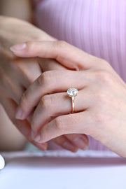 2.0 CT Oval Cut Hidden halo Moissanite Engagement Ring