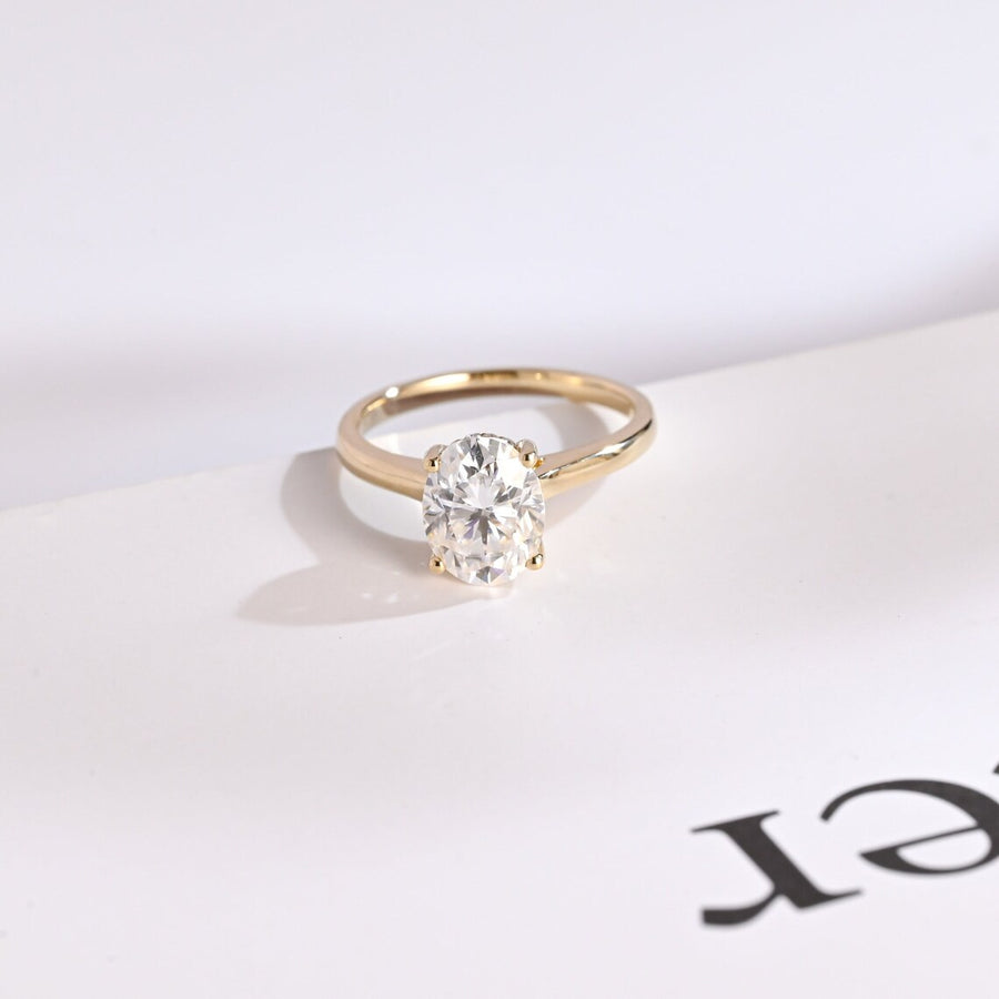 2.0 CT Oval Cut Hidden halo Moissanite Engagement Ring