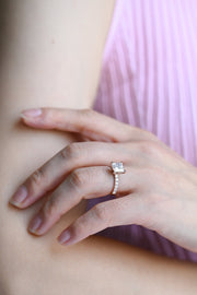 2.0 CT  Princess Cut pave Moissanite Engagement Ring