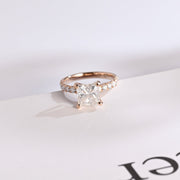 2.0 CT  Princess Cut pave Moissanite Engagement Ring