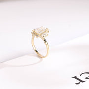 2.0 CT  Emerald Cut Cluster Moissanite Engagement Ring