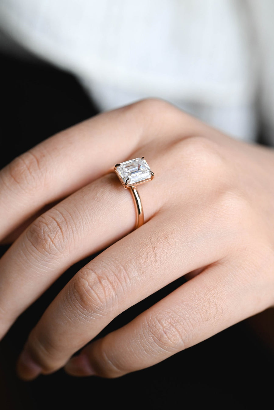 3.0 CT  Emerald Cut solitaire Moissanite Engagement Ring