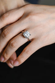 3.0 CT Cushion Cut solitaire Moissanite Engagement Ring