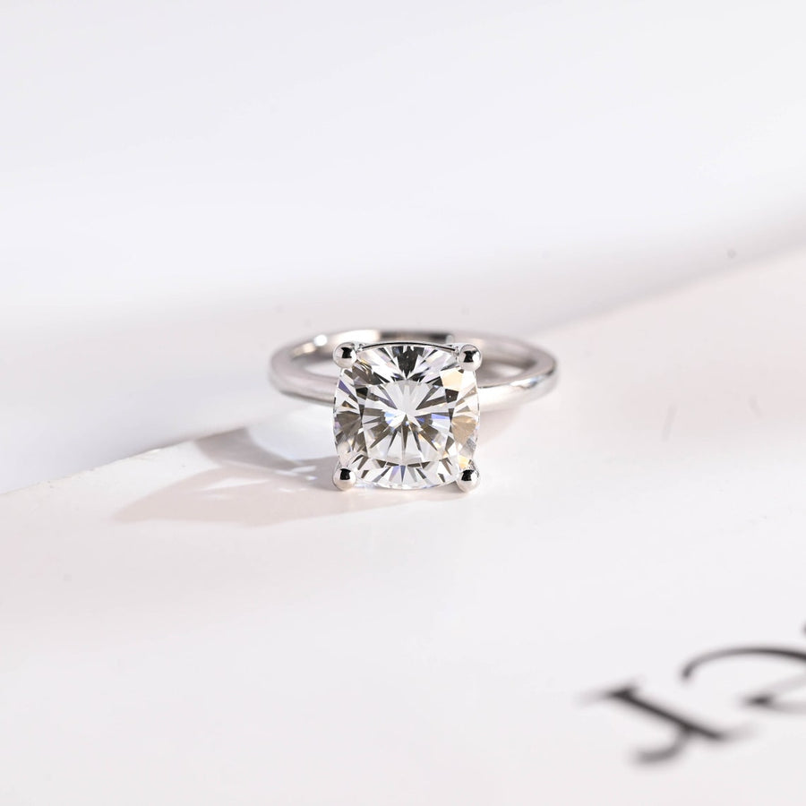 3.0 CT Cushion Cut solitaire Moissanite Engagement Ring