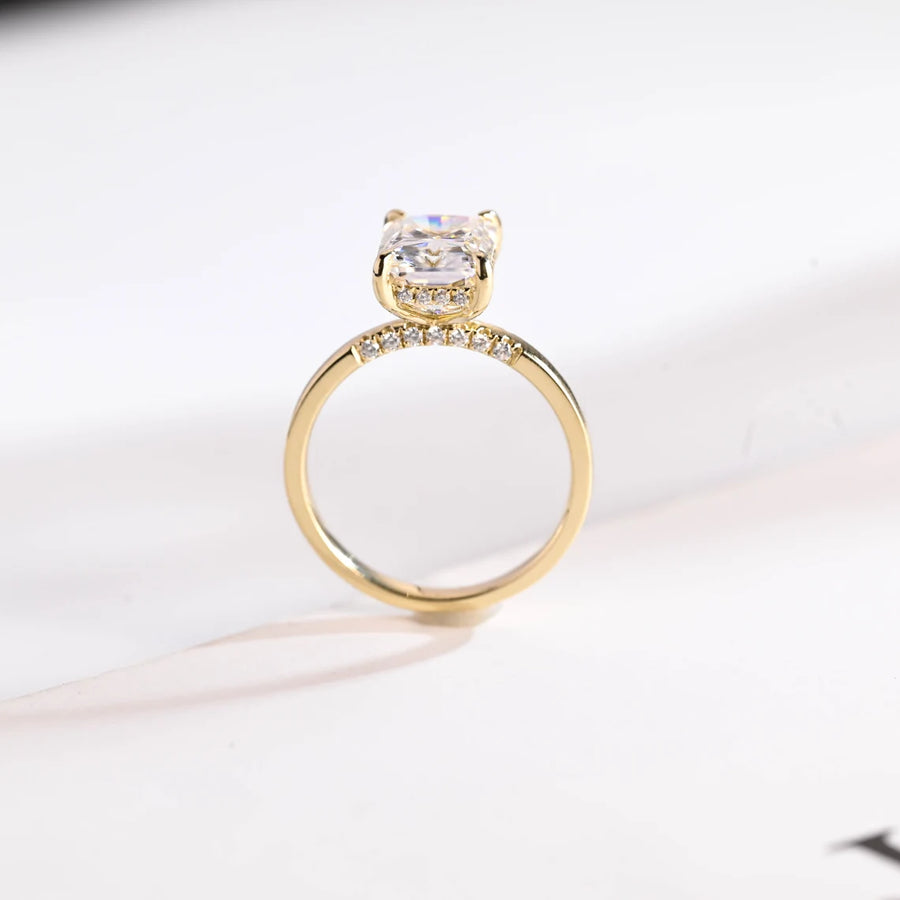 3.0 CT Radiant Cut hidden halo Moissanite Engagement Ring