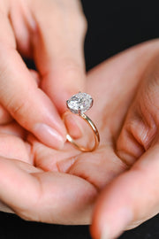 3.0 CT Oval Cut Hidden Halo Moissanite Engagement Ring