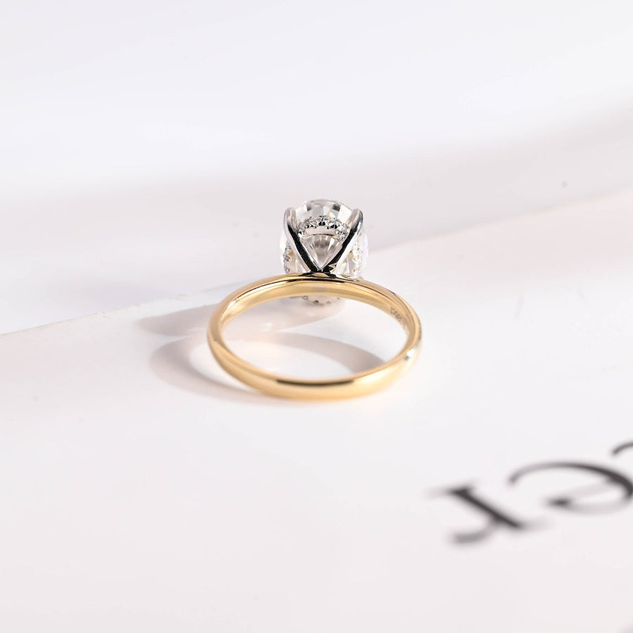 3.0 CT Oval Cut Hidden Halo Moissanite Engagement Ring