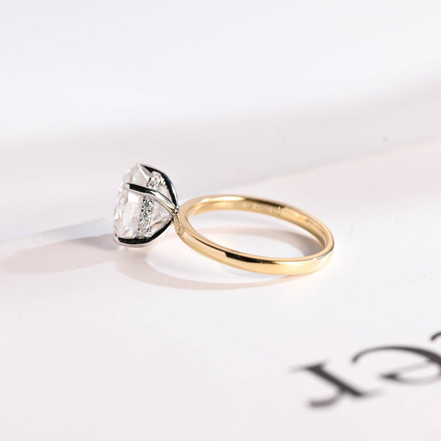 3.0 CT Oval Cut Hidden Halo Moissanite Engagement Ring