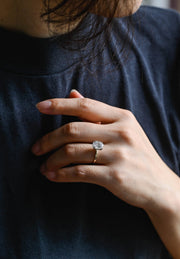 3.0 CT Oval Cut Hidden Halo Moissanite Engagement Ring