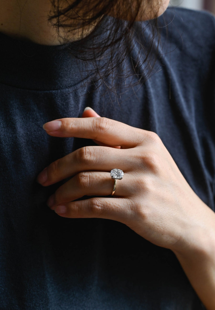 3.0 CT Oval Cut Hidden Halo Moissanite Engagement Ring