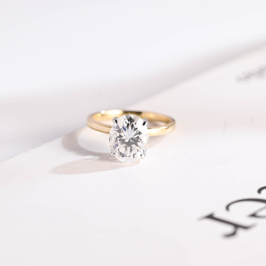 3.0 CT Oval Cut Hidden Halo Moissanite Engagement Ring