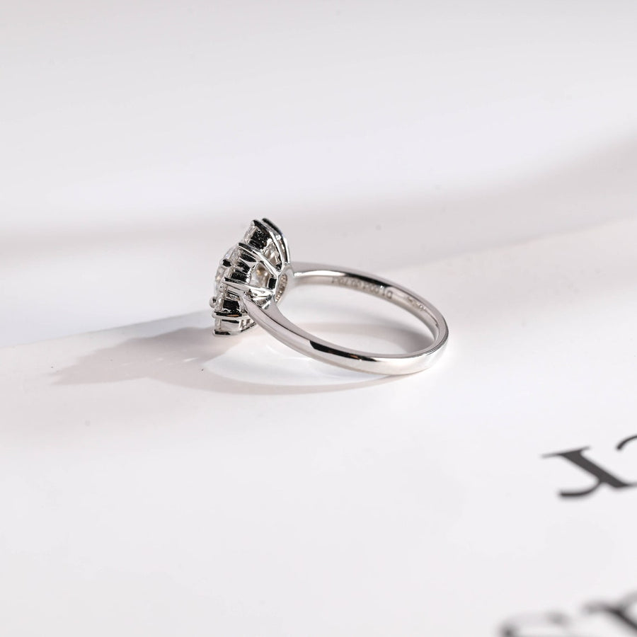 1.0 CT Round Cut halo Moissanite Engagement Ring