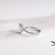 3.0 CT Emerald Cut Hidden Halo Moissanite Engagement Ring