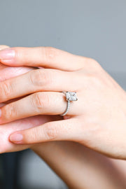 3.0 CT Emerald Cut Hidden Halo Moissanite Engagement Ring