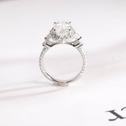 3.0 CT Elongated Oval Cut Hidden Halo & pave Moissanite Engagement Ring