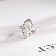 3.0 CT Elongated Oval Cut Hidden Halo & pave Moissanite Engagement Ring