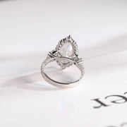 3.0 CT Elongated Oval Cut Hidden Halo & pave Moissanite Engagement Ring