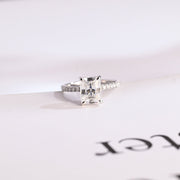 3.0 CT Radiant Cut pave & hidden halo Moissanite Engagement Ring
