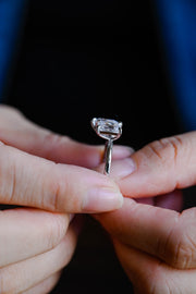 4.0 CT Emerald & Pear Cut solitaire Moissanite Engagement Ring
