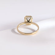 2.0 CT Emerald Cut bezel solitaire Moissanite Engagement Ring