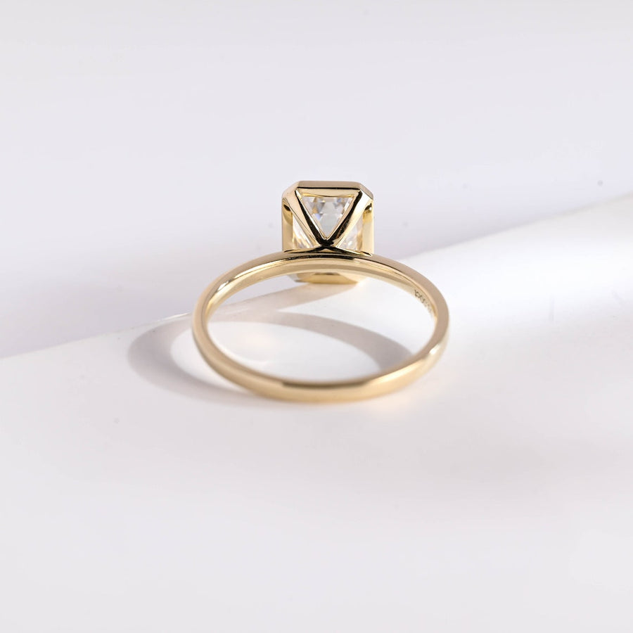 2.0 CT Emerald Cut bezel solitaire Moissanite Engagement Ring