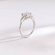 2.0 CT Asscher Cut Three Stone style Moissanite Engagement Ring