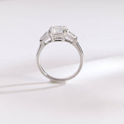 2.0 CT Asscher Cut Three Stone style Moissanite Engagement Ring