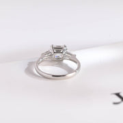 2.0 CT Asscher Cut Three Stone style Moissanite Engagement Ring