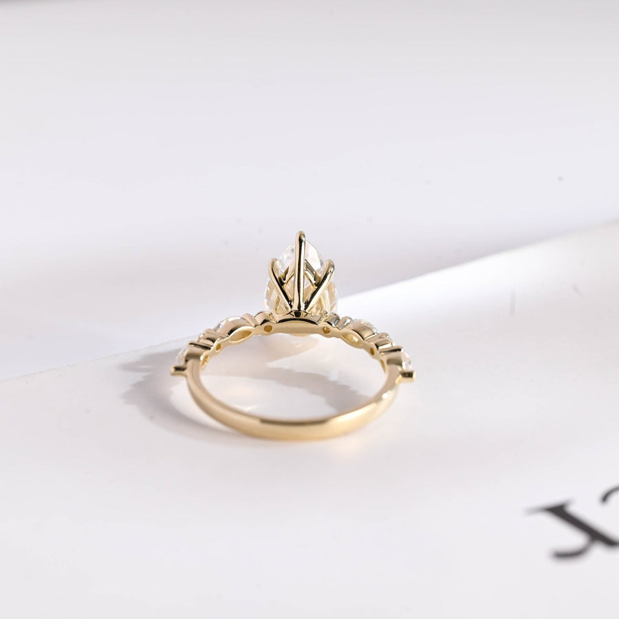 3.0 CT Pear cut Pave style Moissanite Engagement Ring