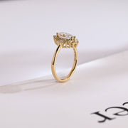 1.0 CT Marquise Cut halo Moissanite Engagement Ring