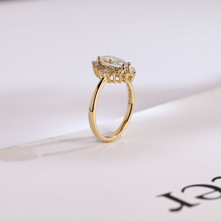 1.0 CT Marquise Cut halo Moissanite Engagement Ring