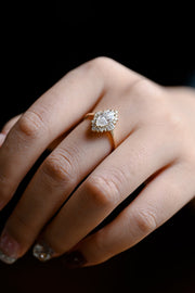 1.0 CT Marquise Cut halo Moissanite Engagement Ring