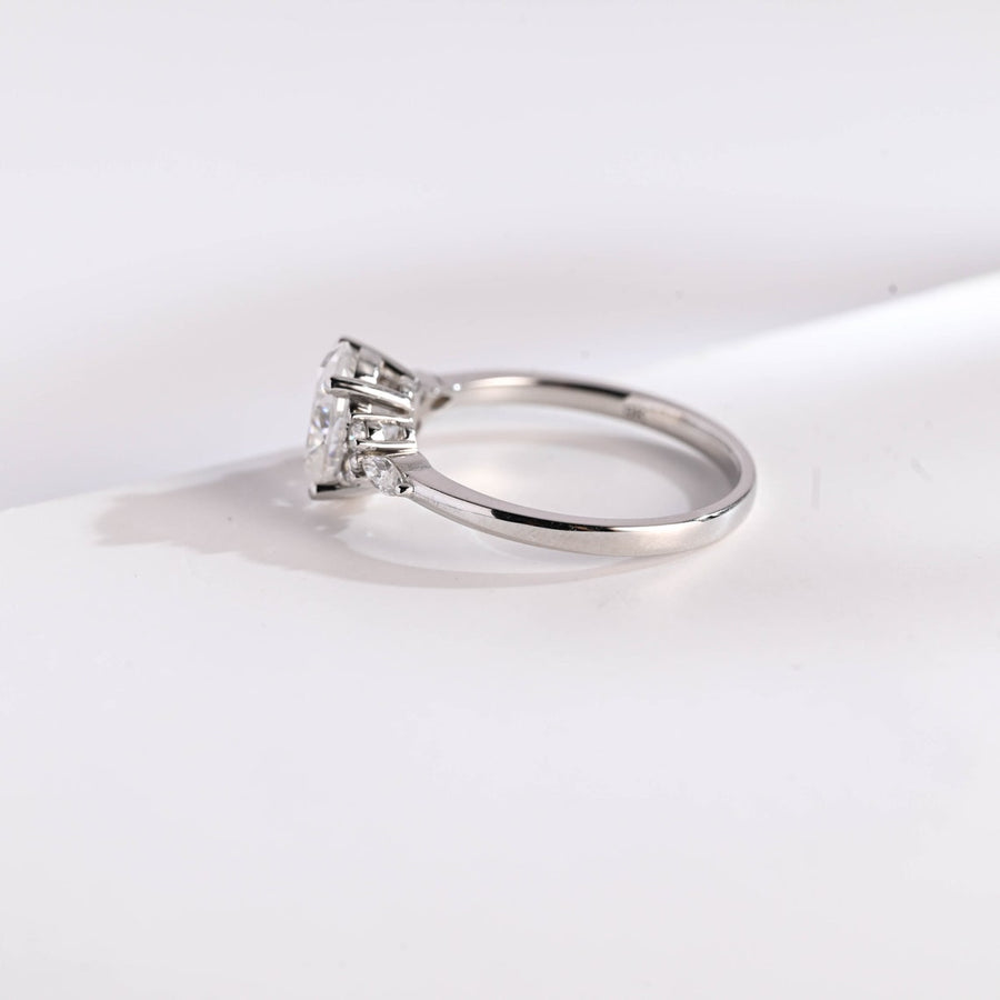 1.0 CT Oval cut Cluster Halo Moissanite Engagement Ring