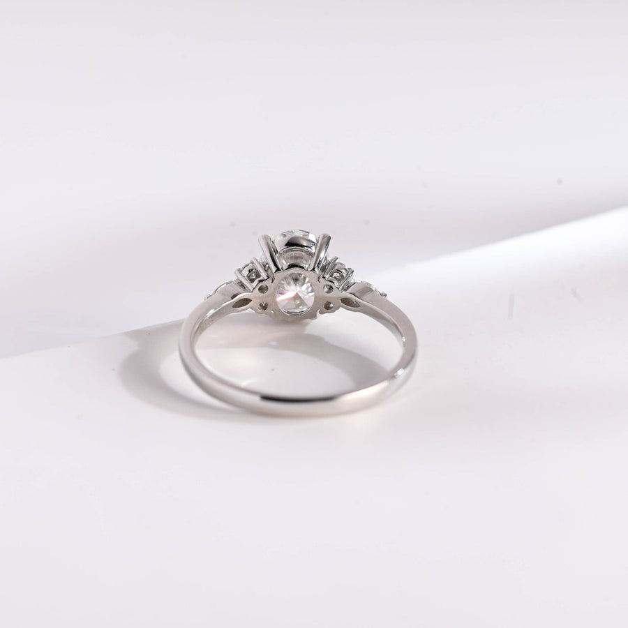 1.0 CT Oval cut Cluster Halo Moissanite Engagement Ring