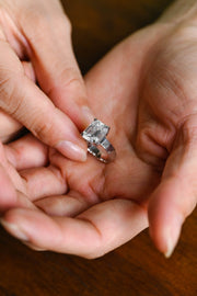 3.0 CT Emerald Cut solitaire Moissanite Engagement Ring