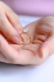 2.0 CT Oval Cut Hidden halo Moissanite Engagement Ring