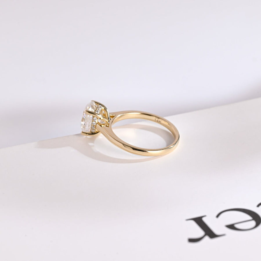 2.0 CT Oval Cut Hidden halo Moissanite Engagement Ring