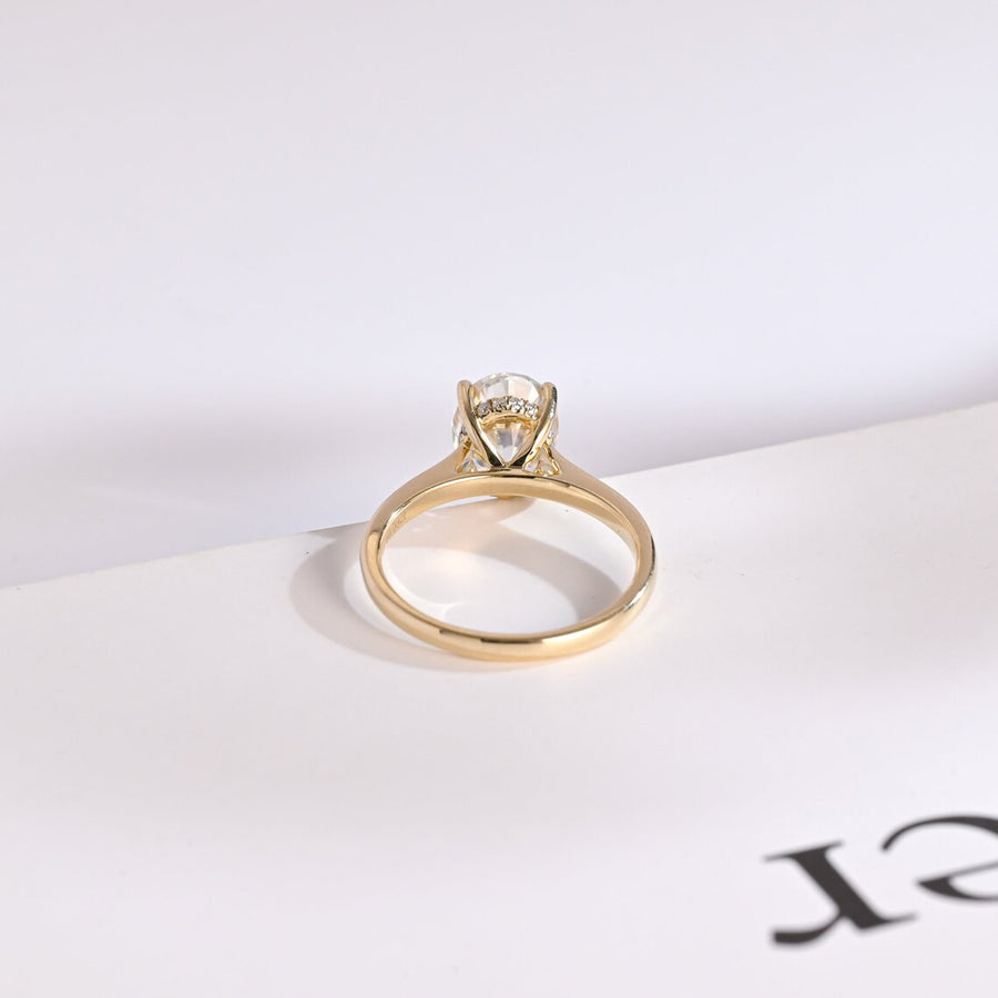2.0 CT Oval Cut Hidden halo Moissanite Engagement Ring