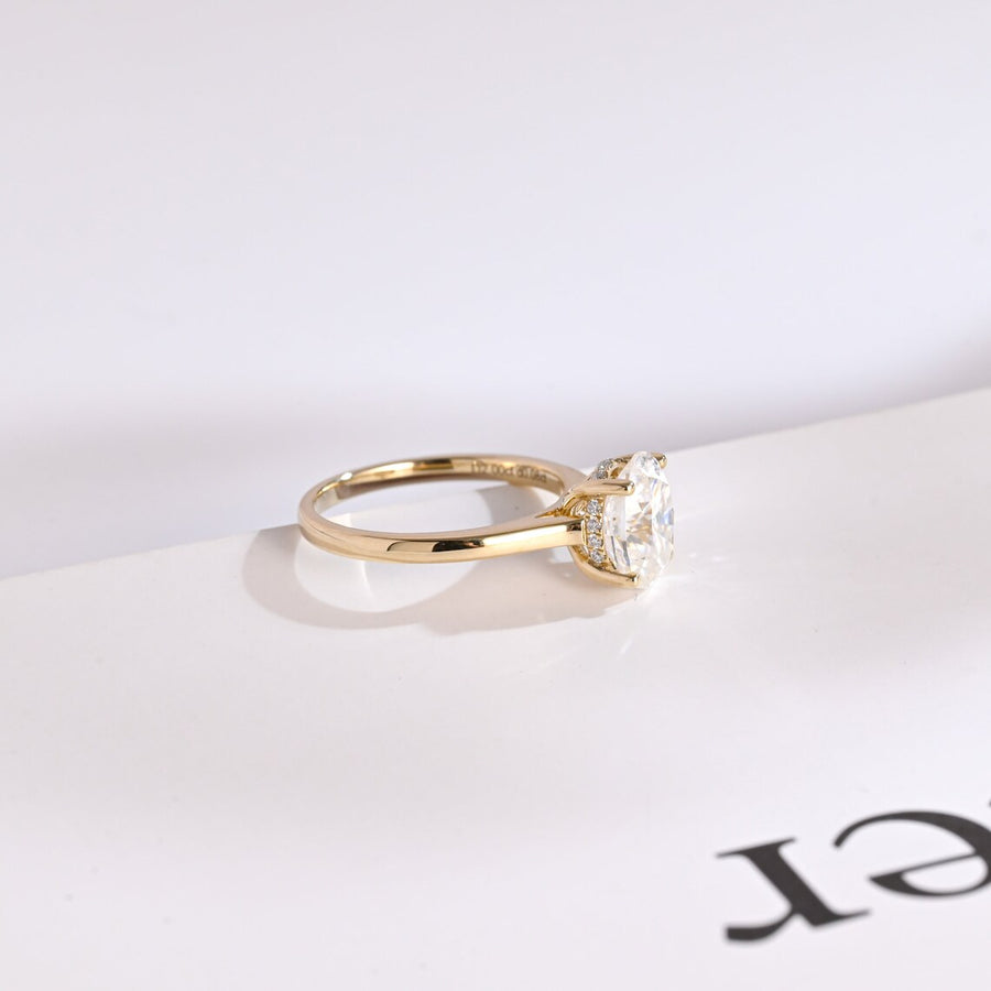 2.0 CT Oval Cut Hidden halo Moissanite Engagement Ring