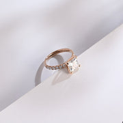 2.0 CT  Princess Cut pave Moissanite Engagement Ring