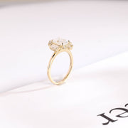 2.0 CT  Emerald Cut Cluster Moissanite Engagement Ring