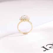 2.0 CT  Emerald Cut Cluster Moissanite Engagement Ring